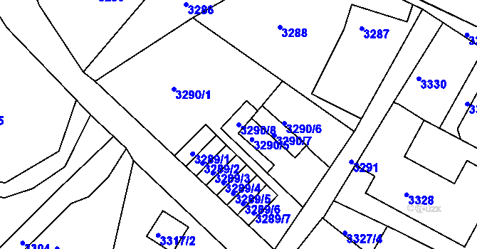 Parcela st. 3290/8 v KÚ Smržovka, Katastrální mapa