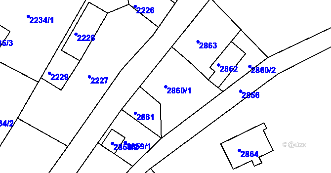 Parcela st. 2860/1 v KÚ Smržovka, Katastrální mapa