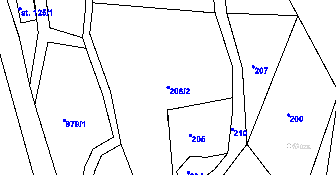 Parcela st. 206/2 v KÚ Smržovka, Katastrální mapa