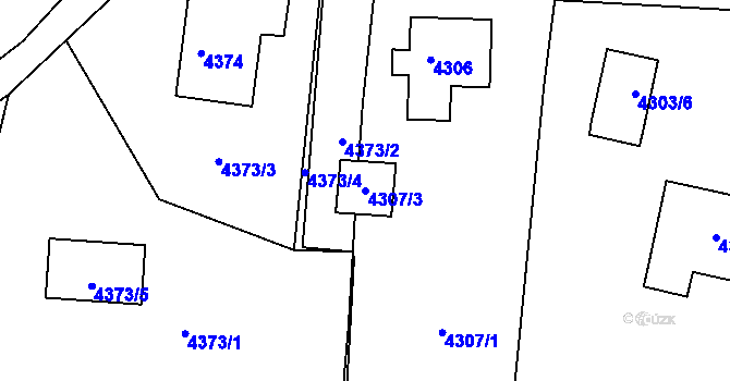 Parcela st. 4307/3 v KÚ Smržovka, Katastrální mapa
