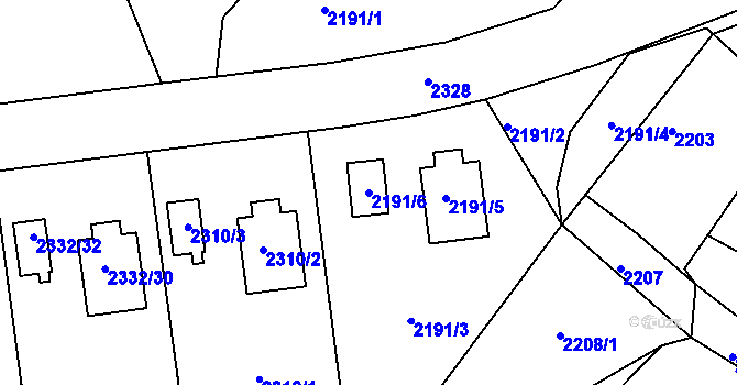 Parcela st. 2191/6 v KÚ Smržovka, Katastrální mapa