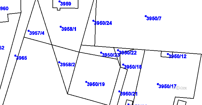 Parcela st. 3950/23 v KÚ Smržovka, Katastrální mapa