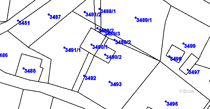 Parcela st. 3490/2 v KÚ Smržovka, Katastrální mapa