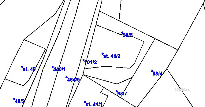 Parcela st. 41/2 v KÚ Křešov, Katastrální mapa