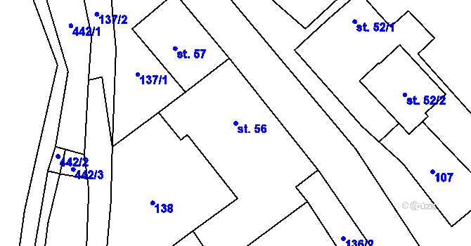 Parcela st. 56 v KÚ Křešov, Katastrální mapa