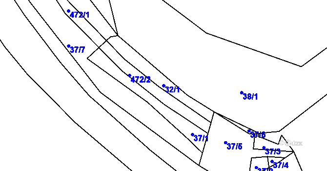 Parcela st. 32/1 v KÚ Křešov, Katastrální mapa