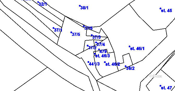 Parcela st. 37/2 v KÚ Křešov, Katastrální mapa