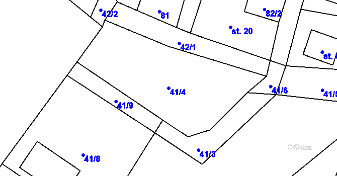 Parcela st. 41/4 v KÚ Křešov, Katastrální mapa