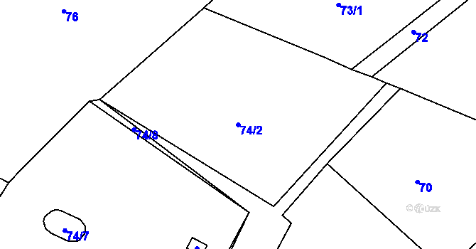 Parcela st. 74/2 v KÚ Křešov, Katastrální mapa