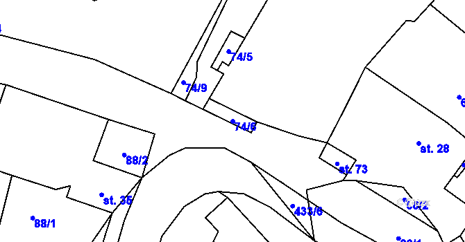 Parcela st. 74/6 v KÚ Křešov, Katastrální mapa
