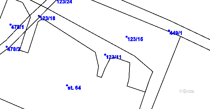 Parcela st. 123/11 v KÚ Křešov, Katastrální mapa