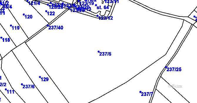 Parcela st. 237/5 v KÚ Křešov, Katastrální mapa