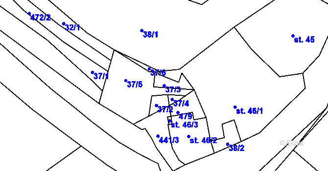 Parcela st. 37/3 v KÚ Křešov, Katastrální mapa
