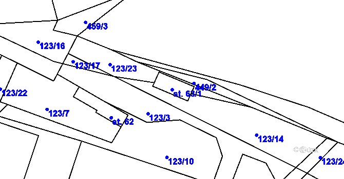 Parcela st. 63/1 v KÚ Křešov, Katastrální mapa