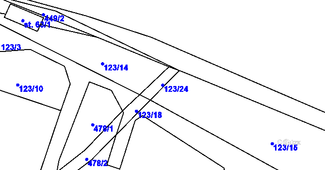 Parcela st. 123/24 v KÚ Křešov, Katastrální mapa