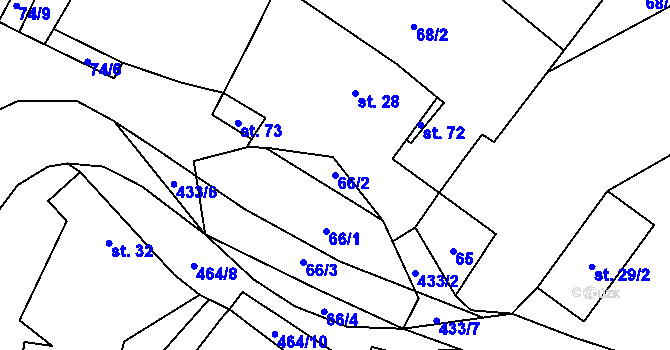 Parcela st. 66/2 v KÚ Křešov, Katastrální mapa