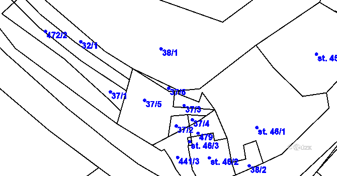 Parcela st. 37/6 v KÚ Křešov, Katastrální mapa