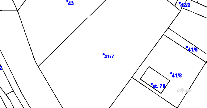 Parcela st. 41/7 v KÚ Křešov, Katastrální mapa
