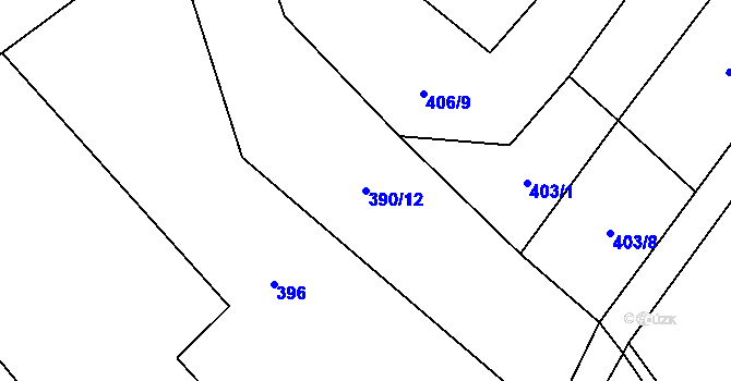 Parcela st. 390/12 v KÚ Křešov, Katastrální mapa