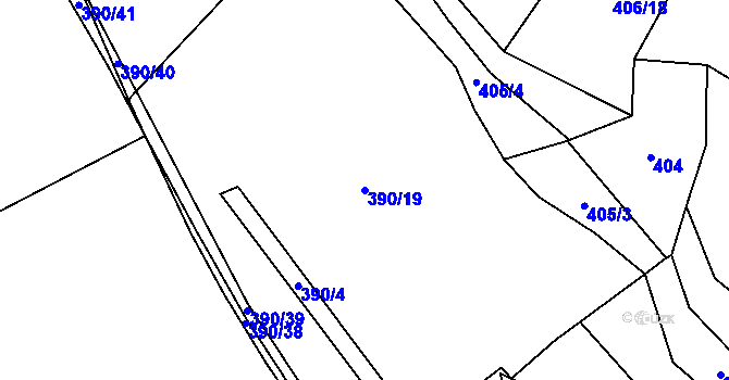 Parcela st. 390/19 v KÚ Křešov, Katastrální mapa
