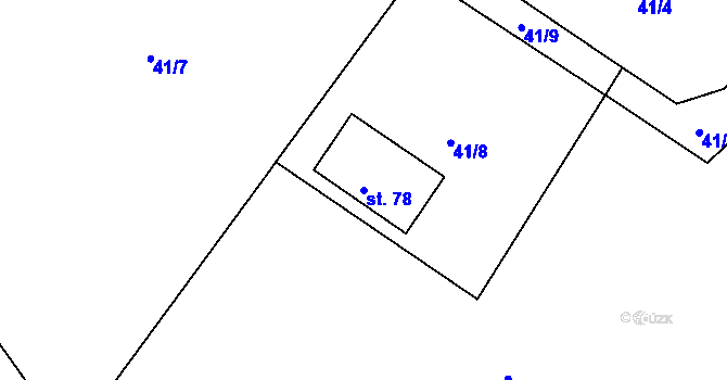 Parcela st. 78 v KÚ Křešov, Katastrální mapa