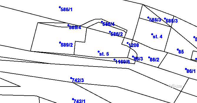 Parcela st. 5 v KÚ Snědovice, Katastrální mapa