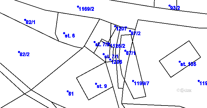 Parcela st. 7/1 v KÚ Snědovice, Katastrální mapa