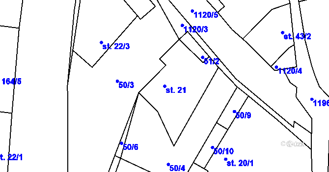 Parcela st. 21 v KÚ Snědovice, Katastrální mapa