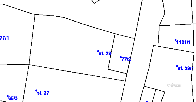 Parcela st. 28 v KÚ Snědovice, Katastrální mapa