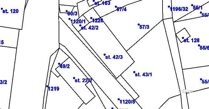 Parcela st. 42/3 v KÚ Snědovice, Katastrální mapa