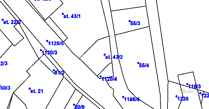 Parcela st. 43/2 v KÚ Snědovice, Katastrální mapa