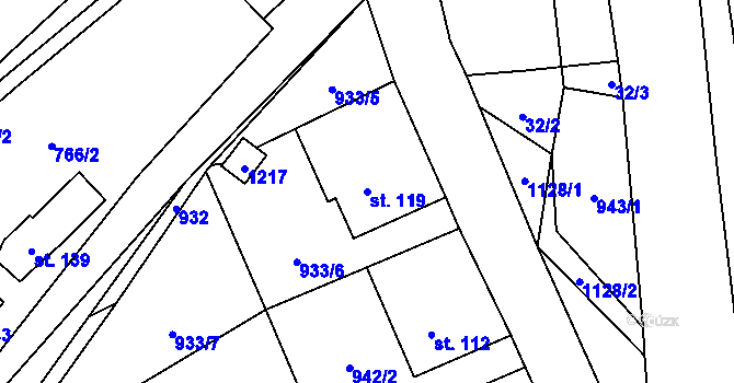 Parcela st. 119 v KÚ Snědovice, Katastrální mapa