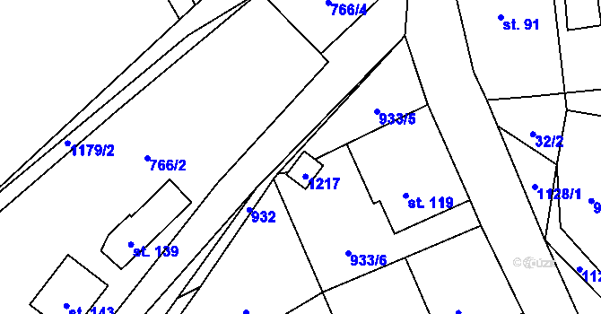 Parcela st. 141 v KÚ Snědovice, Katastrální mapa