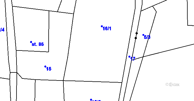 Parcela st. 16 v KÚ Snědovice, Katastrální mapa