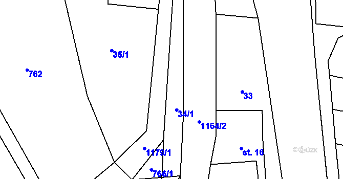 Parcela st. 34 v KÚ Snědovice, Katastrální mapa