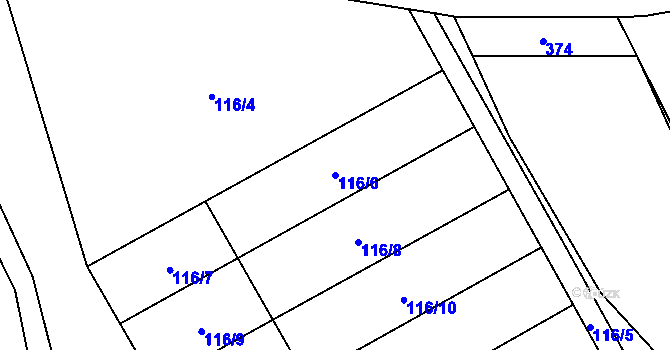 Parcela st. 116/6 v KÚ Snědovice, Katastrální mapa