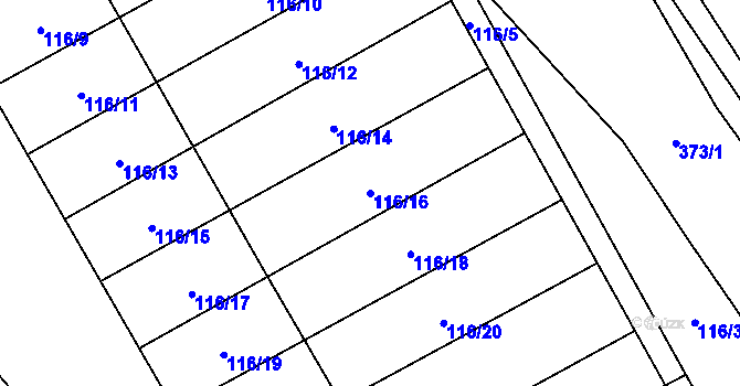 Parcela st. 116/16 v KÚ Snědovice, Katastrální mapa