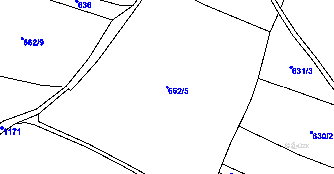 Parcela st. 662/5 v KÚ Snědovice, Katastrální mapa