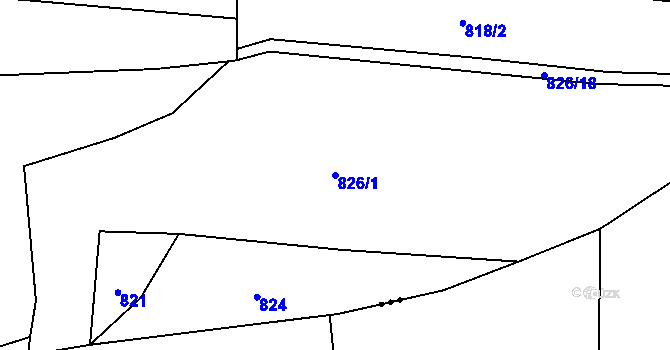 Parcela st. 826/1 v KÚ Snědovice, Katastrální mapa