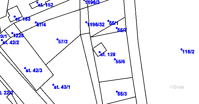 Parcela st. 128 v KÚ Snědovice, Katastrální mapa