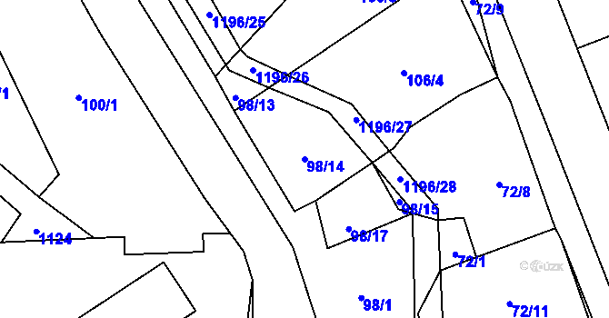 Parcela st. 98/14 v KÚ Snědovice, Katastrální mapa