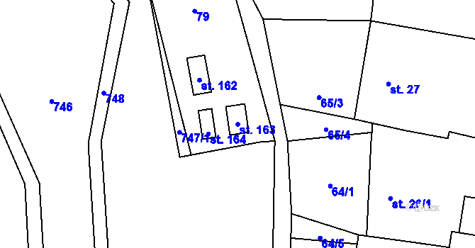 Parcela st. 163 v KÚ Snědovice, Katastrální mapa