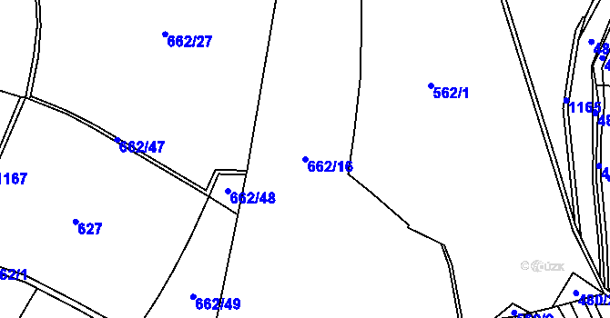 Parcela st. 662/16 v KÚ Snědovice, Katastrální mapa