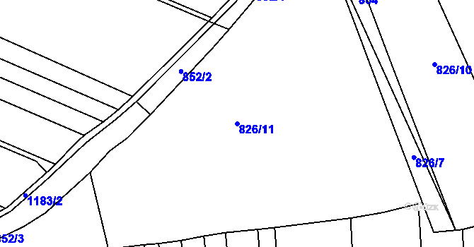 Parcela st. 826/11 v KÚ Snědovice, Katastrální mapa