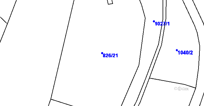 Parcela st. 826/21 v KÚ Snědovice, Katastrální mapa