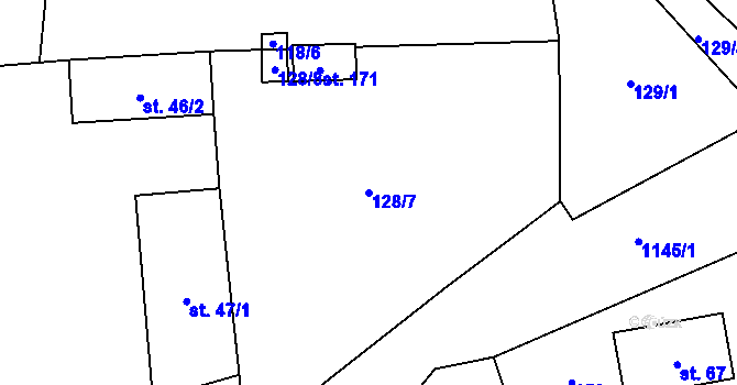 Parcela st. 128/7 v KÚ Snědovice, Katastrální mapa