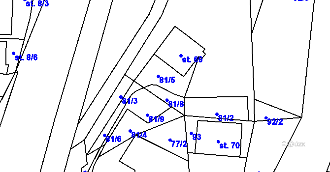 Parcela st. 81/5 v KÚ Střížovice u Snědovic, Katastrální mapa