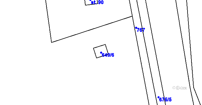 Parcela st. 649/6 v KÚ Mlýnská, Katastrální mapa