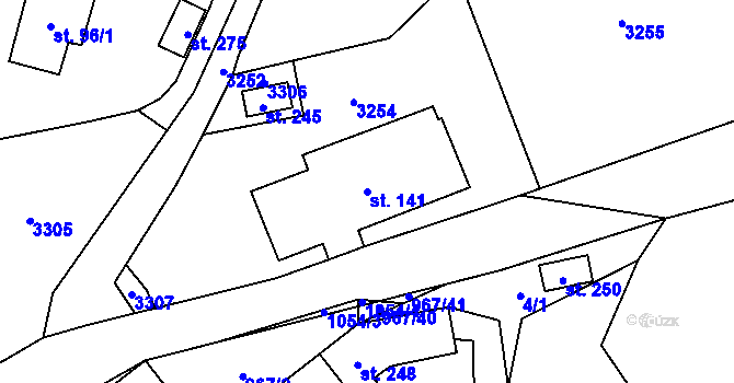 Parcela st. 141 v KÚ Sněžné, Katastrální mapa