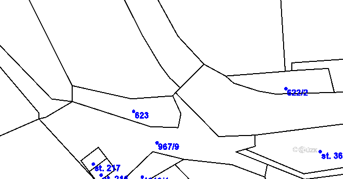 Parcela st. 967/48 v KÚ Sněžné, Katastrální mapa